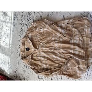 GAP XL Tan Plaid Button-Up Shirt